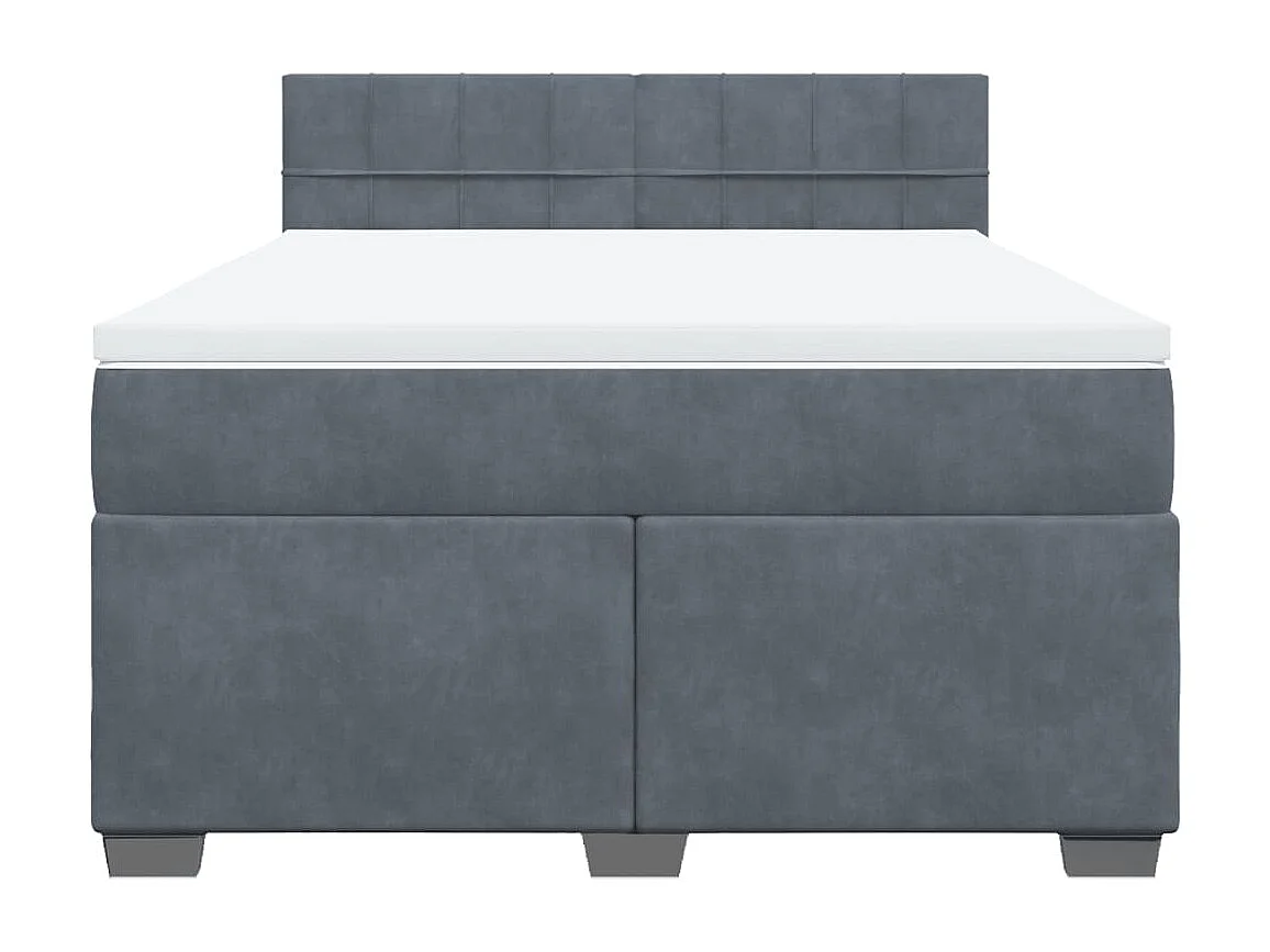 Boxspringbett mit Matratze Dunkelgrau 140x200 cm Samt