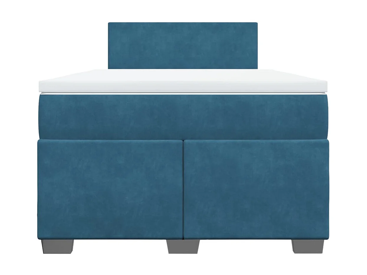 Cama boxspring com colchão 120x190 cm veludo azul