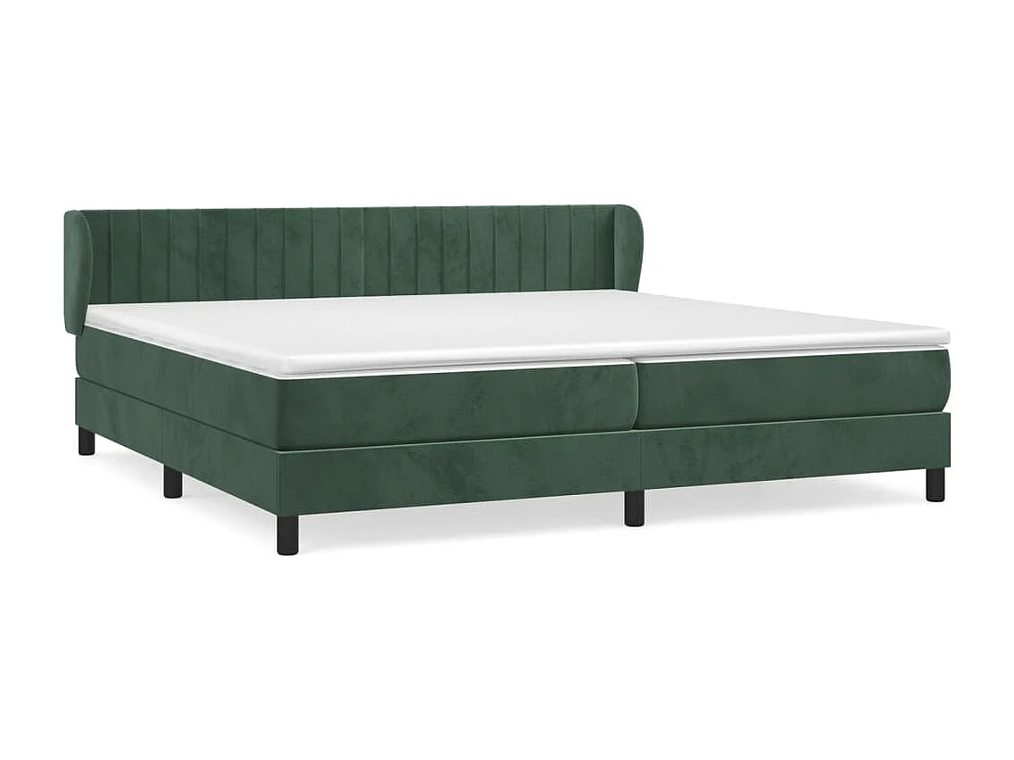 Cama box spring con colchón terciopelo verde oscuro 200x200 cm