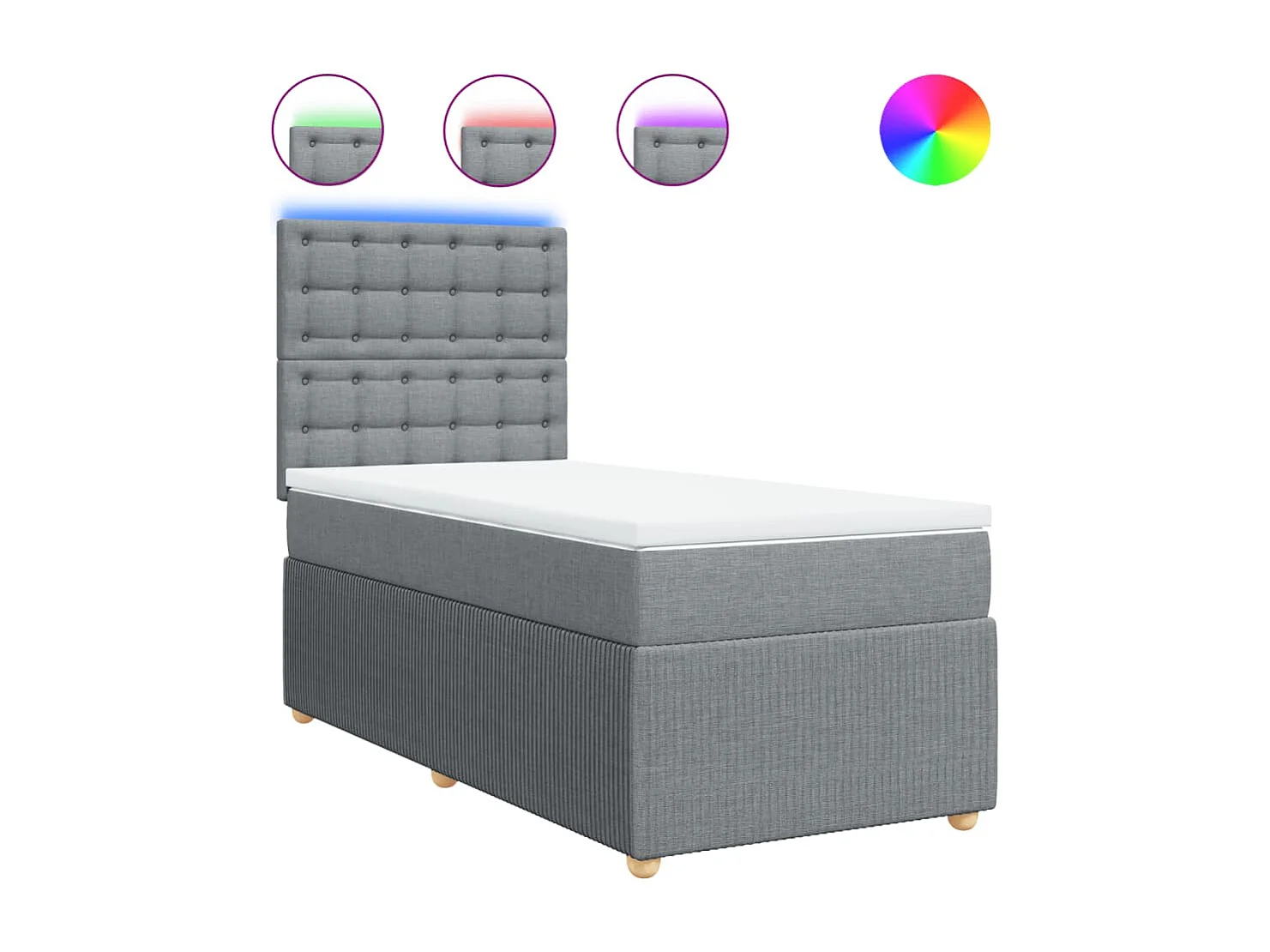 Sommier à lattes de lit et matelas Gris clair 90x190 cm Tissu