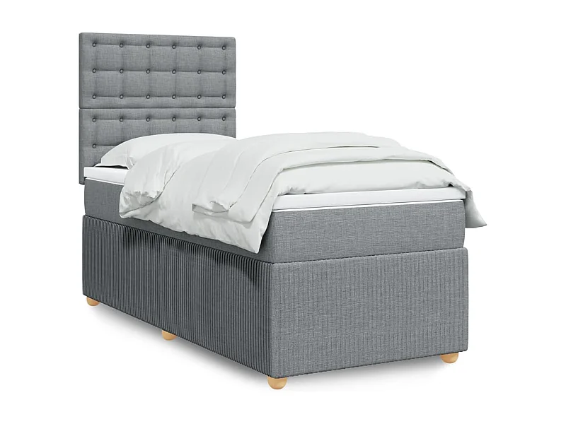 Boxspringbett mit Matratze Hellgrau 90x190 cm Stoff