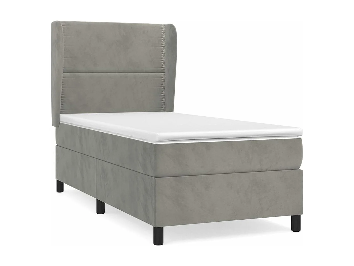 Giroletto a Molle con Materasso Grigio Chiaro 80x200 cm Velluto