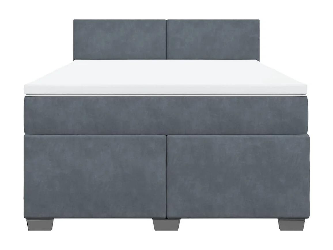 Cama com molas/colchão 160x200 cm veludo cinzento-escuro