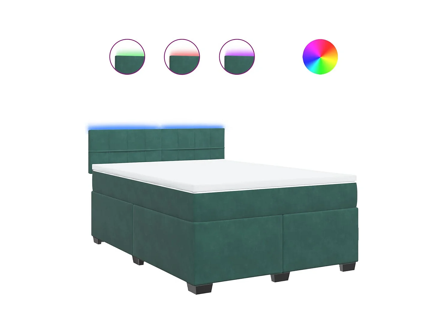 Cama box spring con colchón terciopelo verde oscuro 160x200 cm