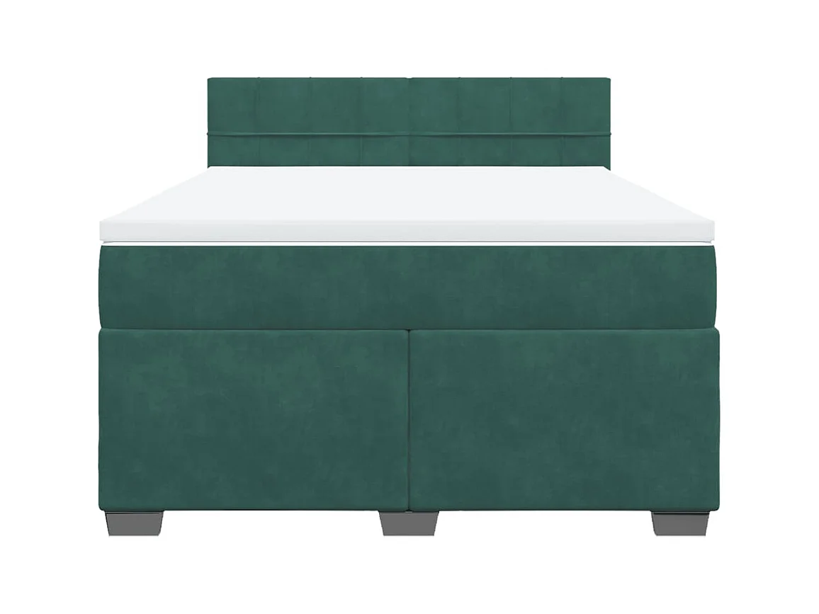 Cama box spring con colchón terciopelo verde oscuro 160x200 cm