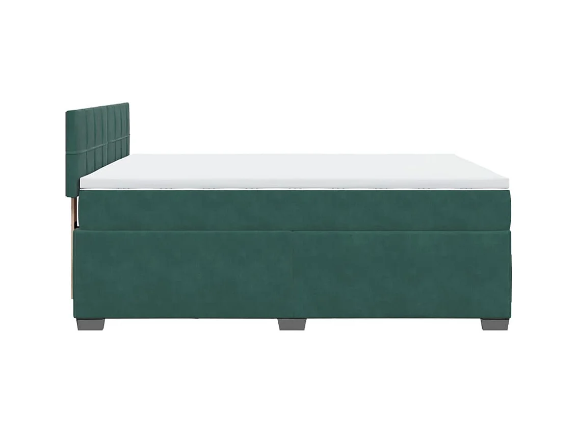Cama box spring con colchón terciopelo verde oscuro 160x200 cm