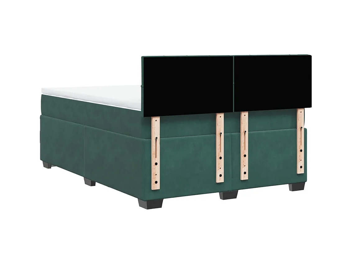 Cama box spring con colchón terciopelo verde oscuro 160x200 cm