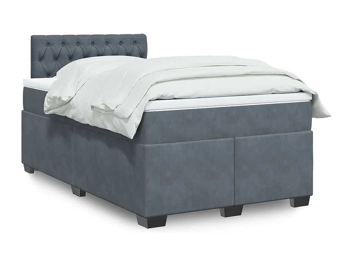 Giroletto a Molle con Materasso Grigio Scuro 120x190 cm Velluto