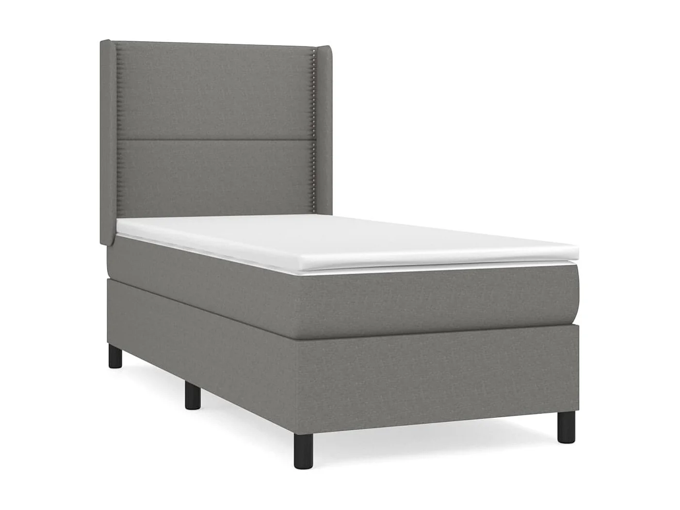 Sommier à lattes de lit et matelas Gris foncé 90x190 cm Tissu