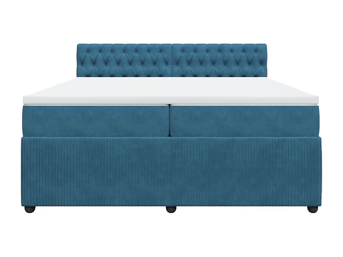 Giroletto a Molle con Materasso Blu 200x200 cm in Velluto