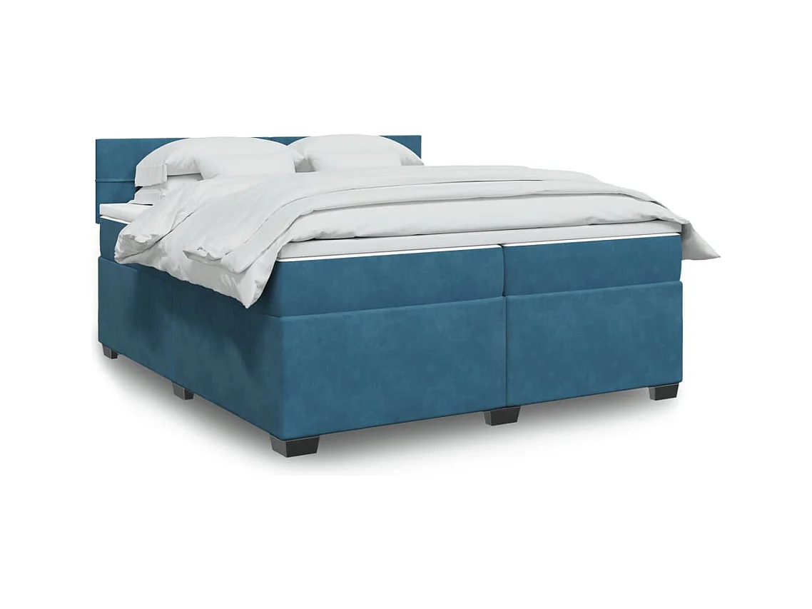Giroletto a Molle con Materasso Blu 200x200 cm in Velluto