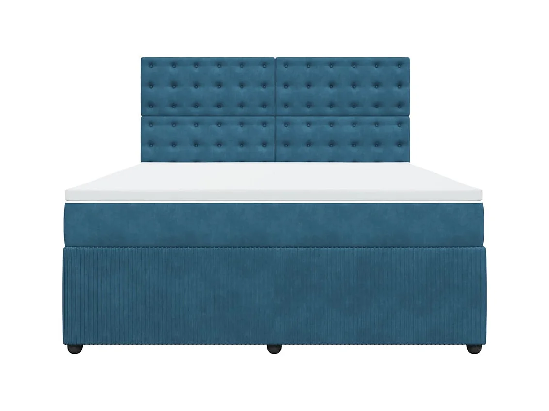 Boxspring met matras fluweel donkerblauw 180x200 cm