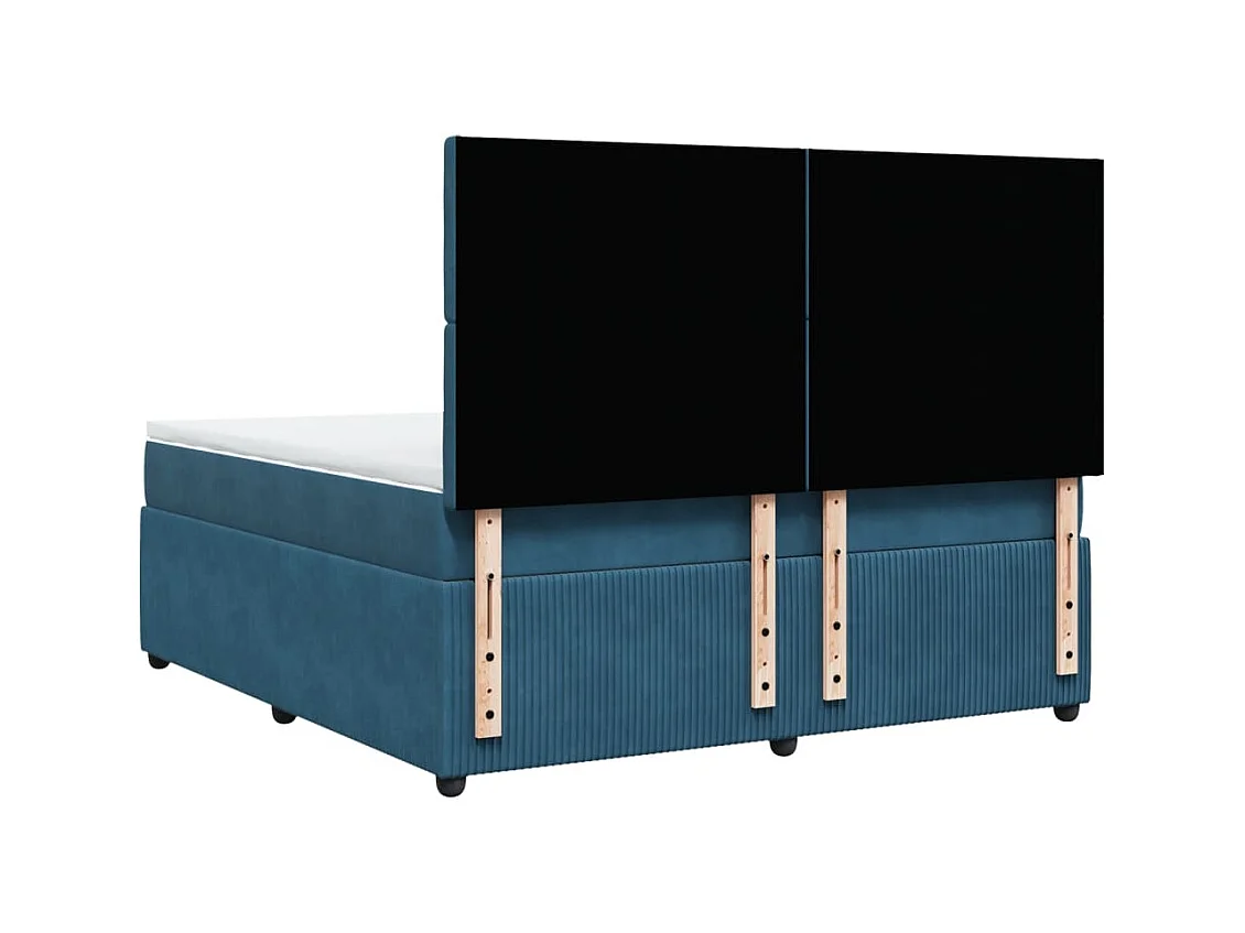 Boxspring met matras fluweel donkerblauw 180x200 cm