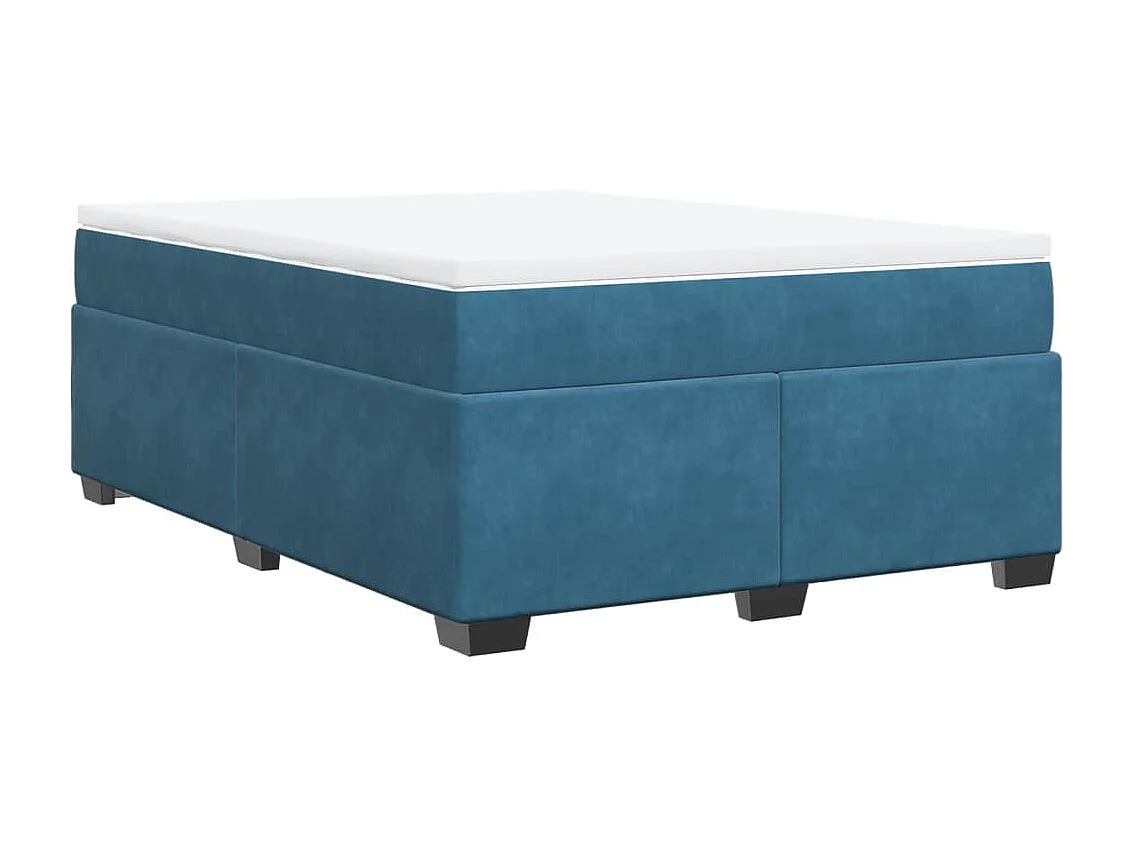 Cama com molas/colchão 160x200 cm veludo azul-escuro