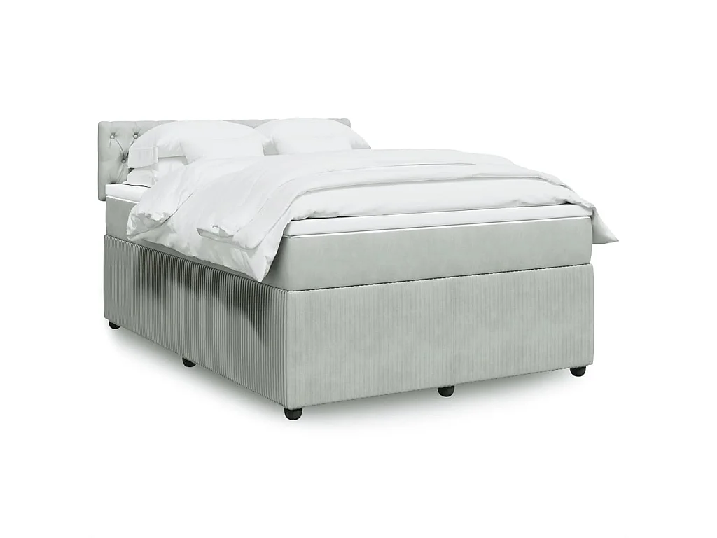 Giroletto a Molle con Materasso Grigio Chiaro 140x190cm Velluto