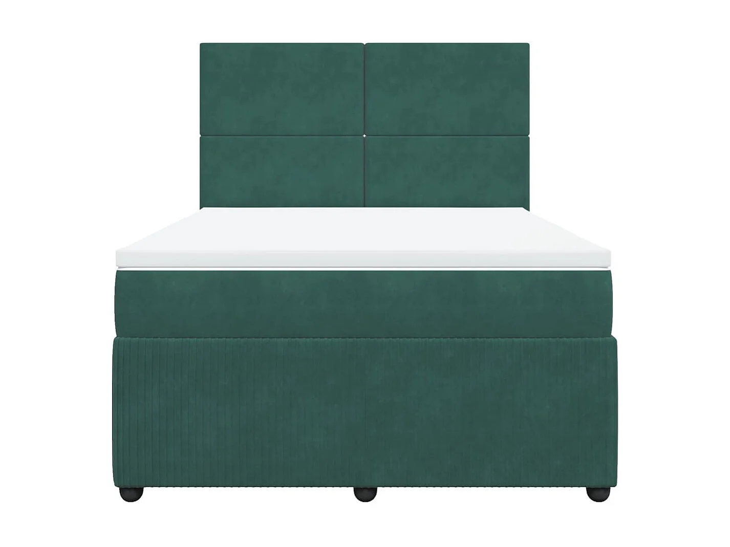 Cama com molas/colchão 140x190 cm veludo verde-escuro
