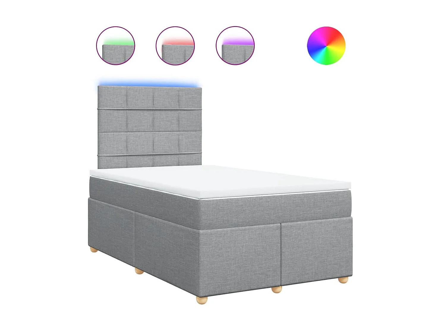 Cama box spring con colchón tela gris claro 120x190 cm