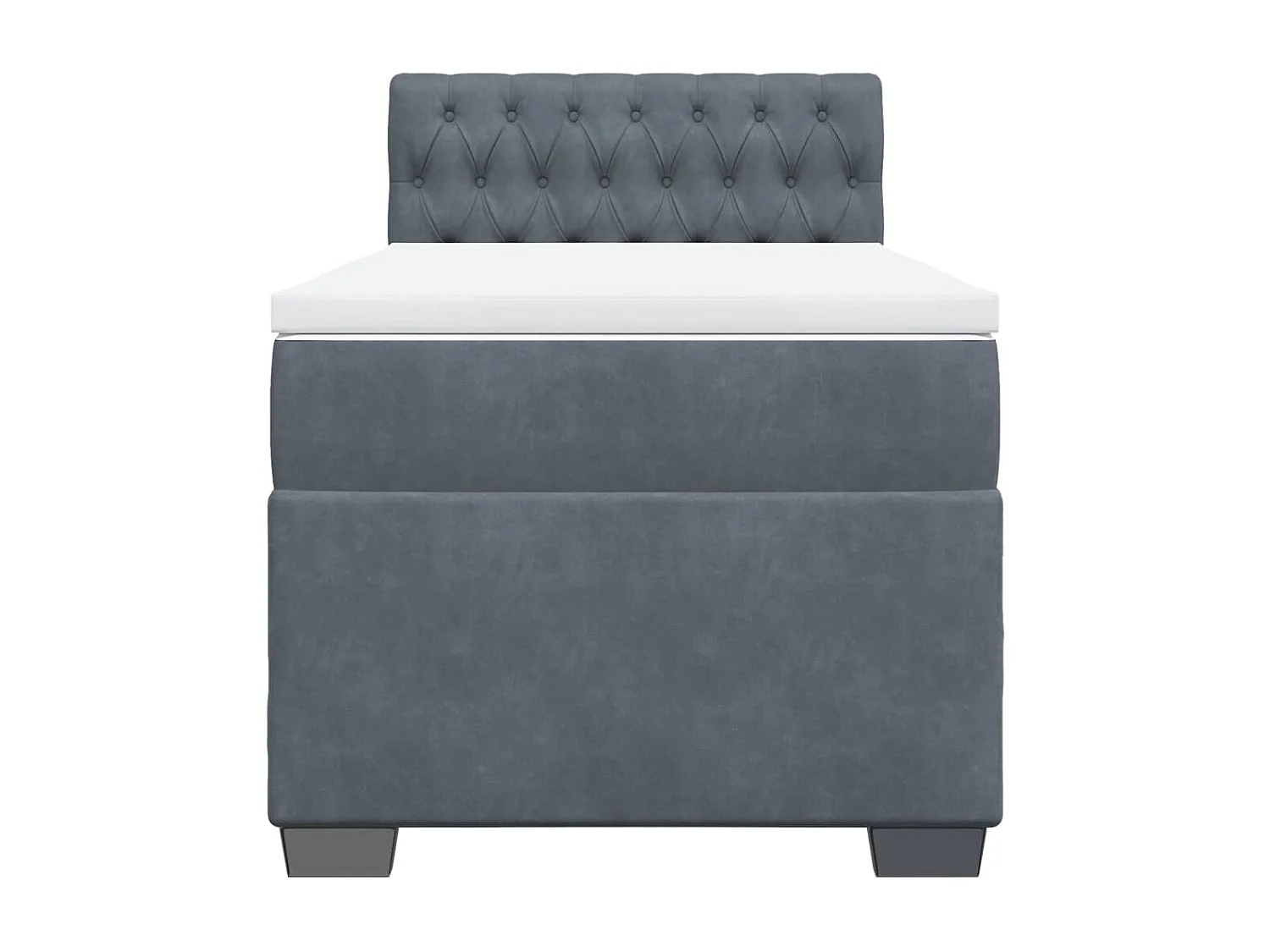 Giroletto a Molle con Materasso Grigio Scuro 90x200 cm Velluto