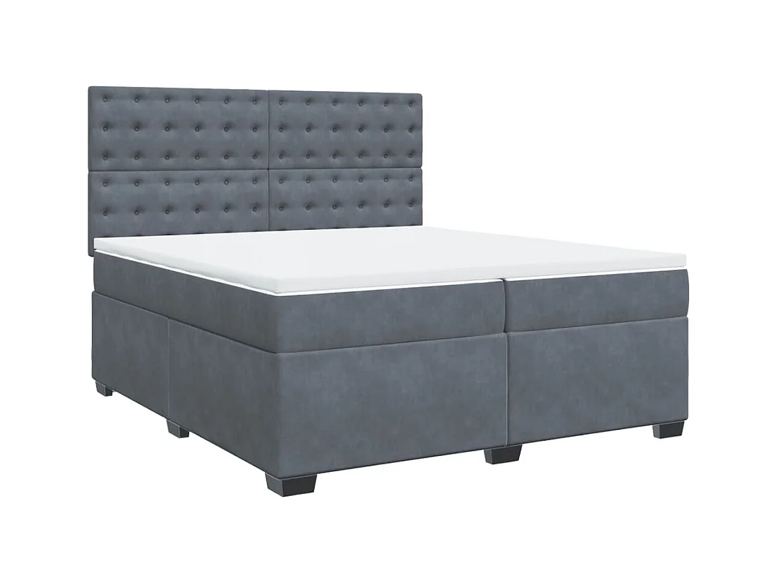 Sommier à lattes de lit et matelas Gris foncé 200x200cm Velours