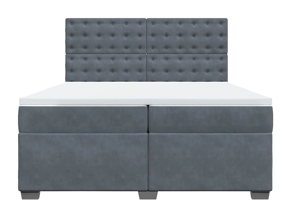Cama com molas/colchão 200x200 cm veludo cinzento-escuro