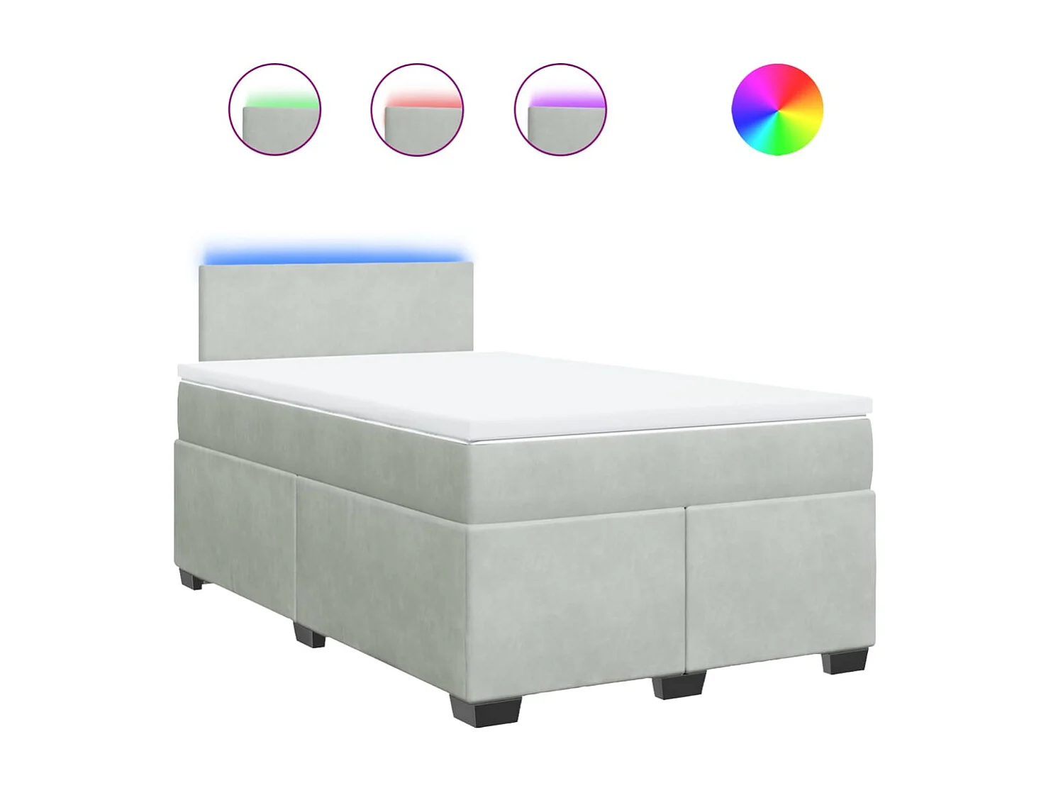 Boxspringbett mit Matratze Hellgrau 120x190 cm Samt