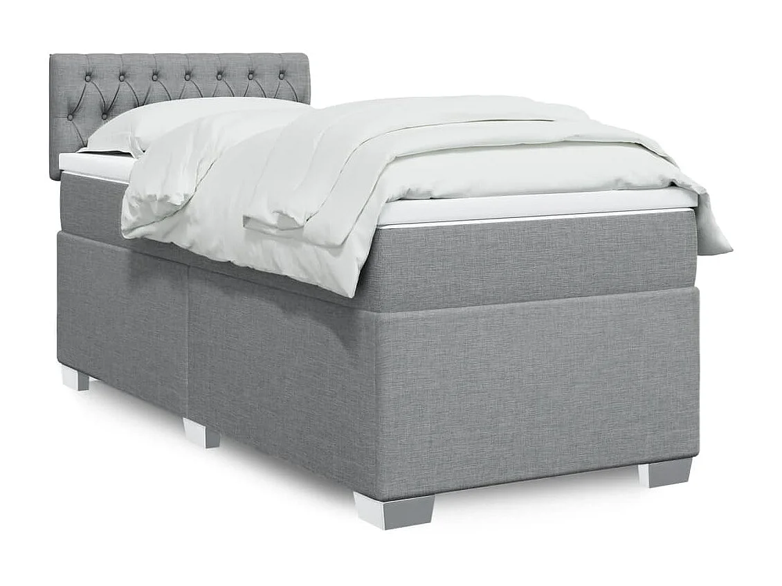 Boxspringbett mit Matratze Hellgrau 90x190 cm Stoff