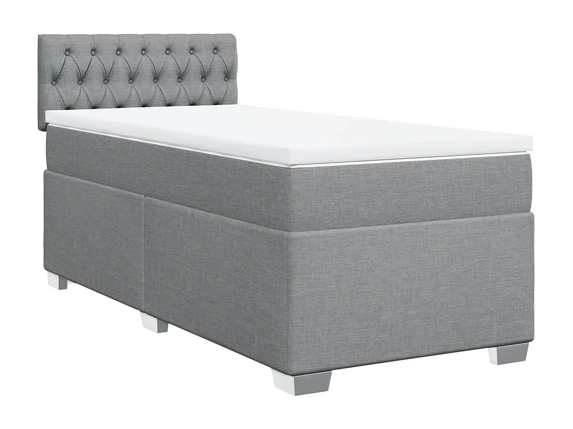 Boxspringbett mit Matratze Hellgrau 90x190 cm Stoff