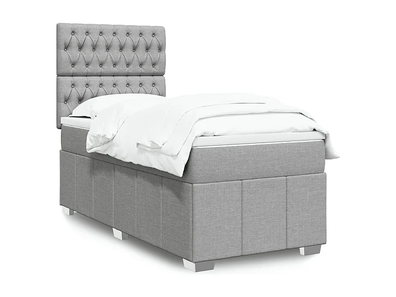 Giroletto a Molle con Materasso Grigio Chiaro 90x190 cm Tessuto