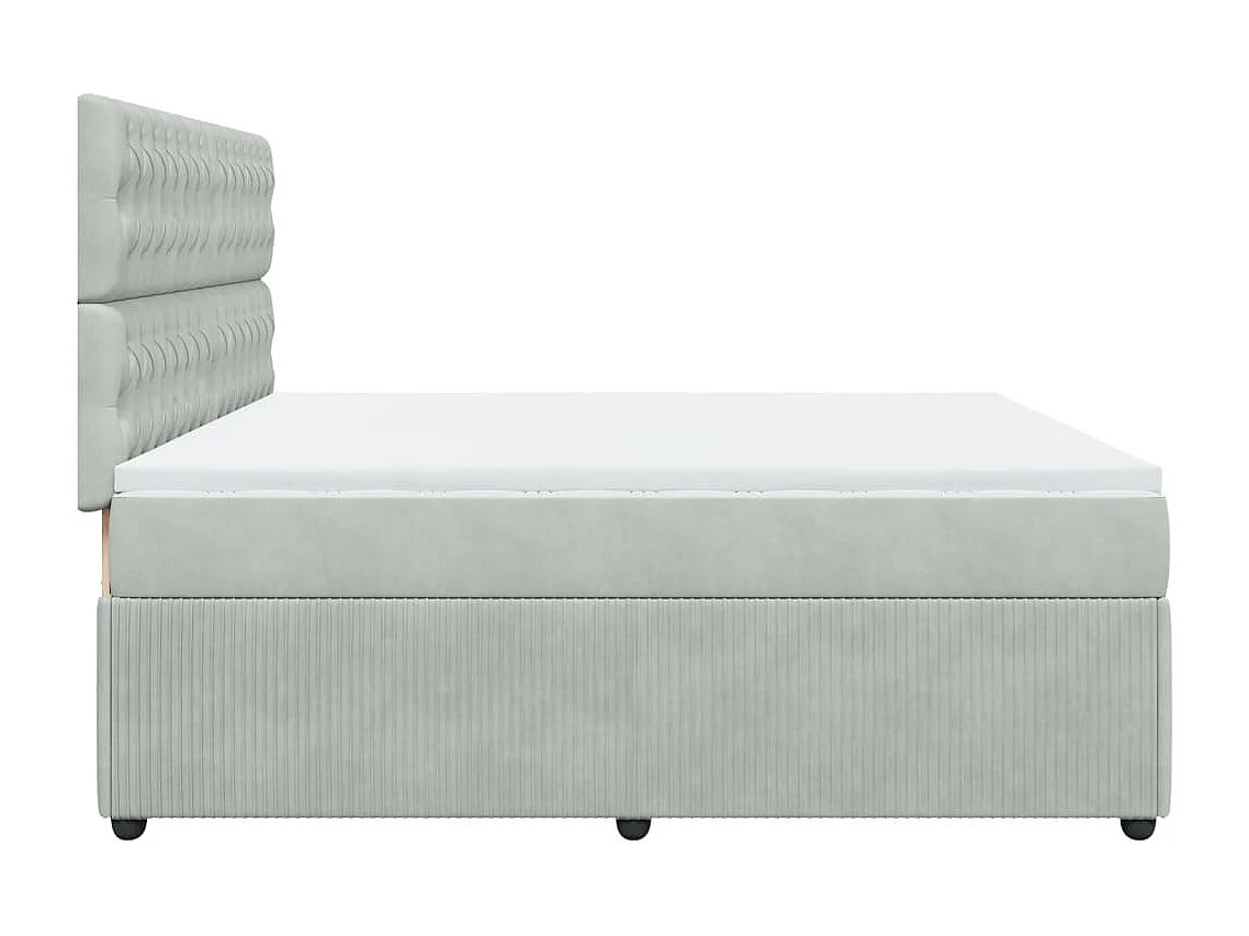 Sommier à lattes de lit et matelas Gris clair 200x200cm Velours