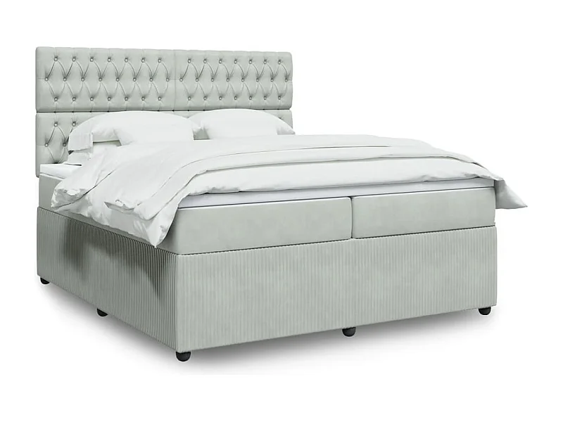 Giroletto a Molle con Materasso Grigio Chiaro 200x200cm Velluto