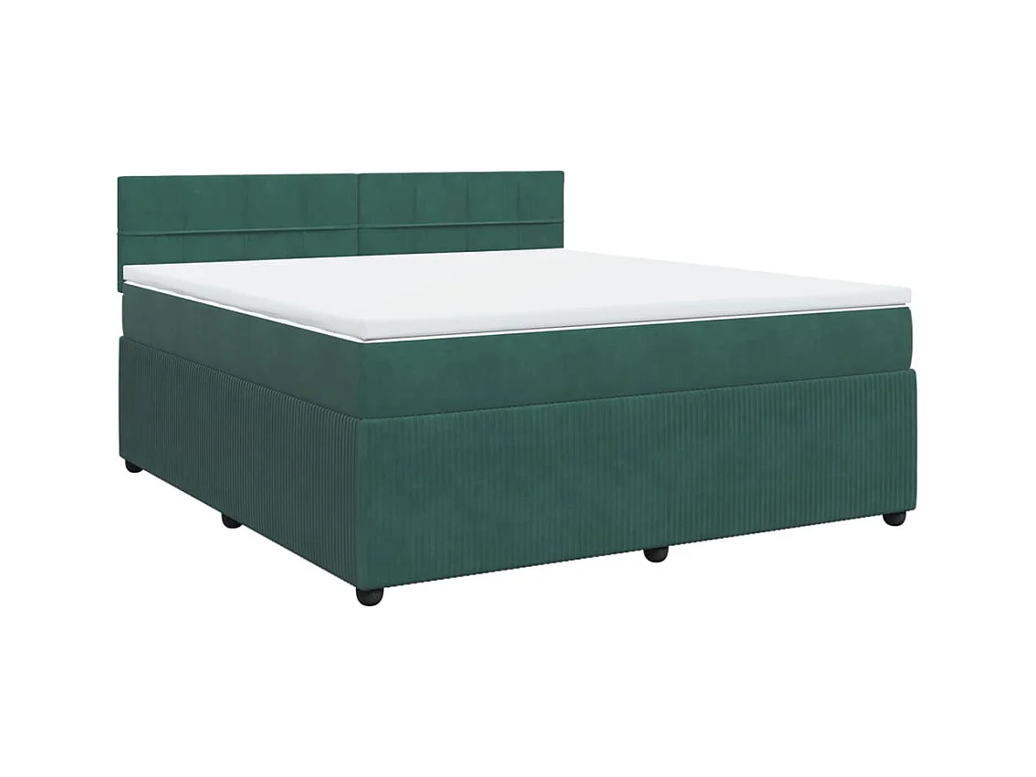 Boxspringbett mit Matratze Dunkelgrün 180x200 cm Samt