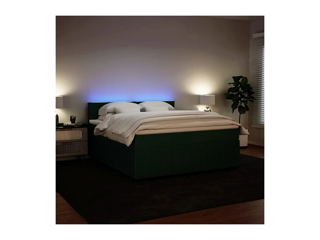 Boxspringbett mit Matratze Dunkelgrün 180x200 cm Samt
