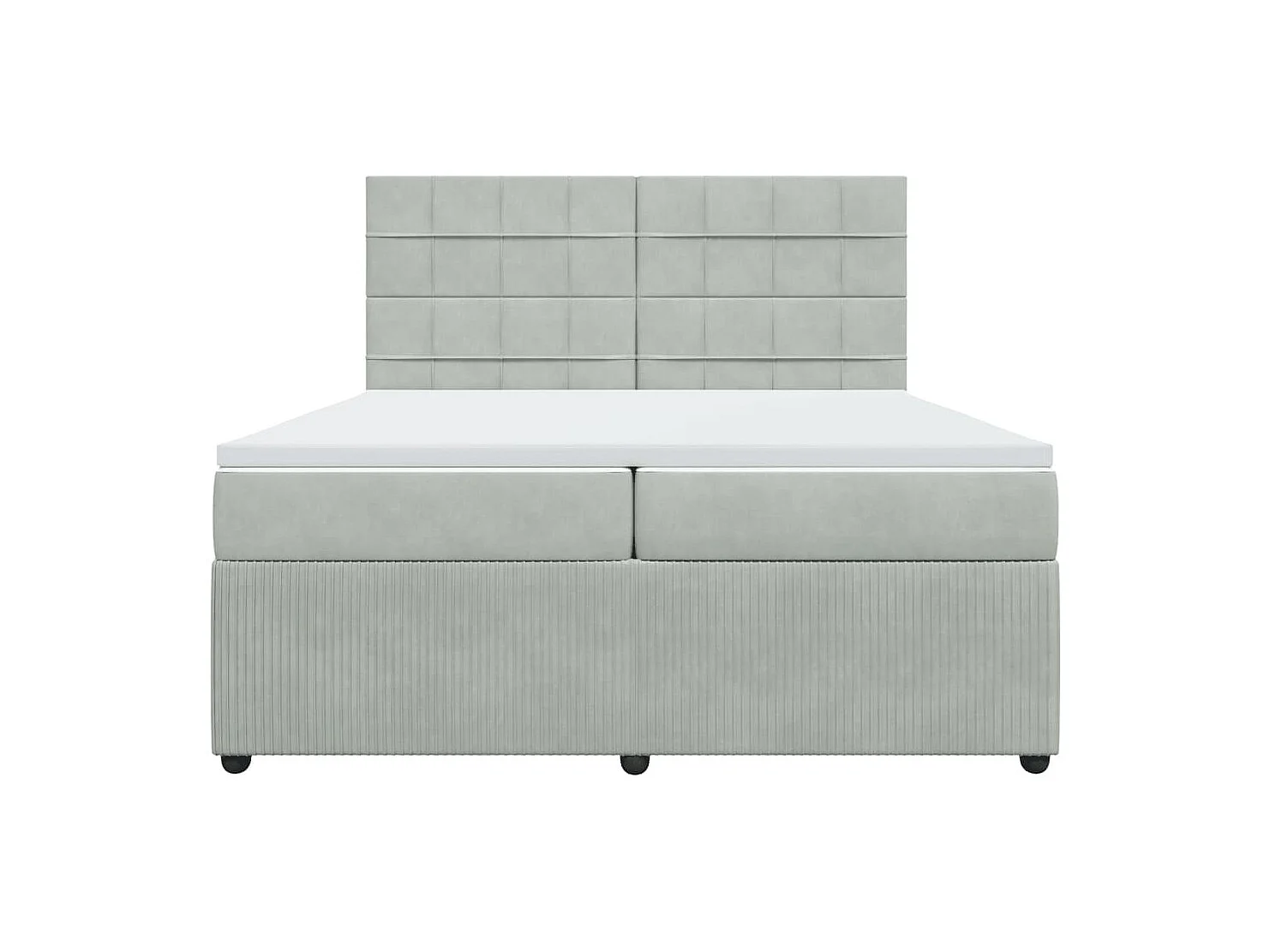 Sommier à lattes de lit et matelas Gris clair 200x200cm Velours