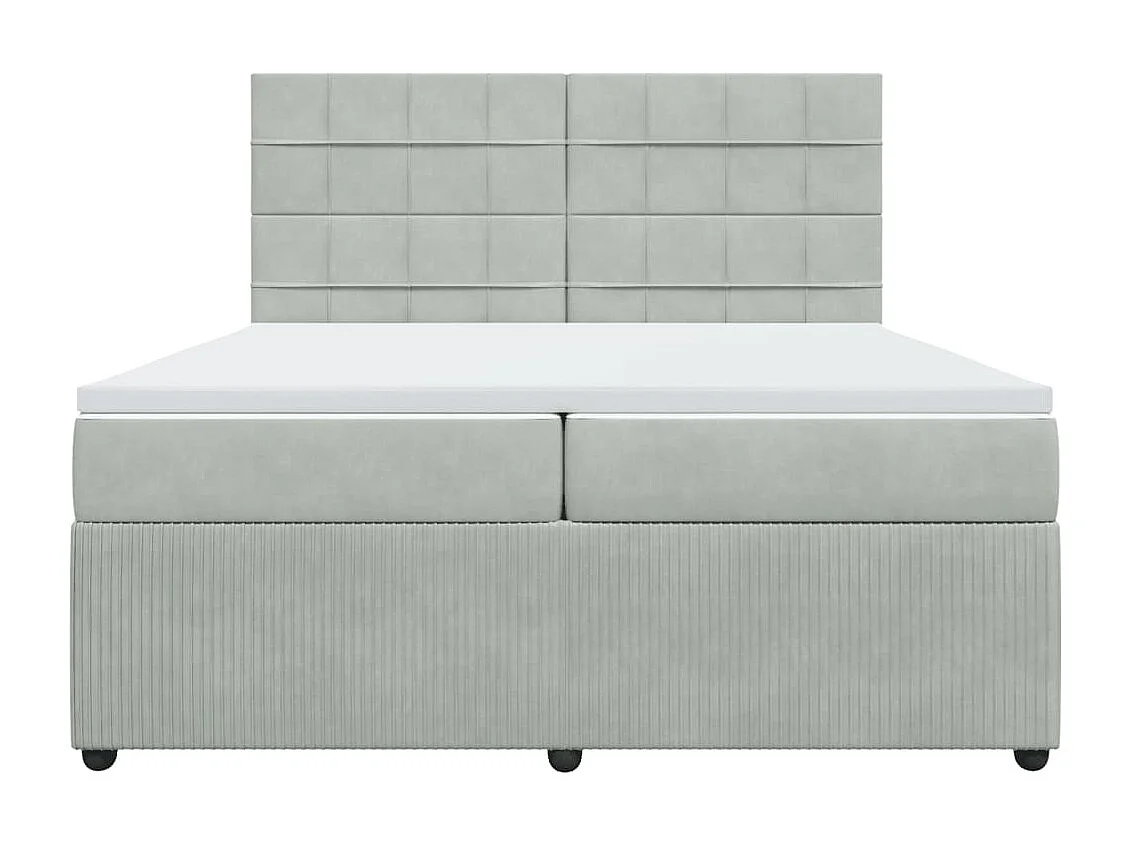 Sommier à lattes de lit et matelas Gris clair 200x200cm Velours