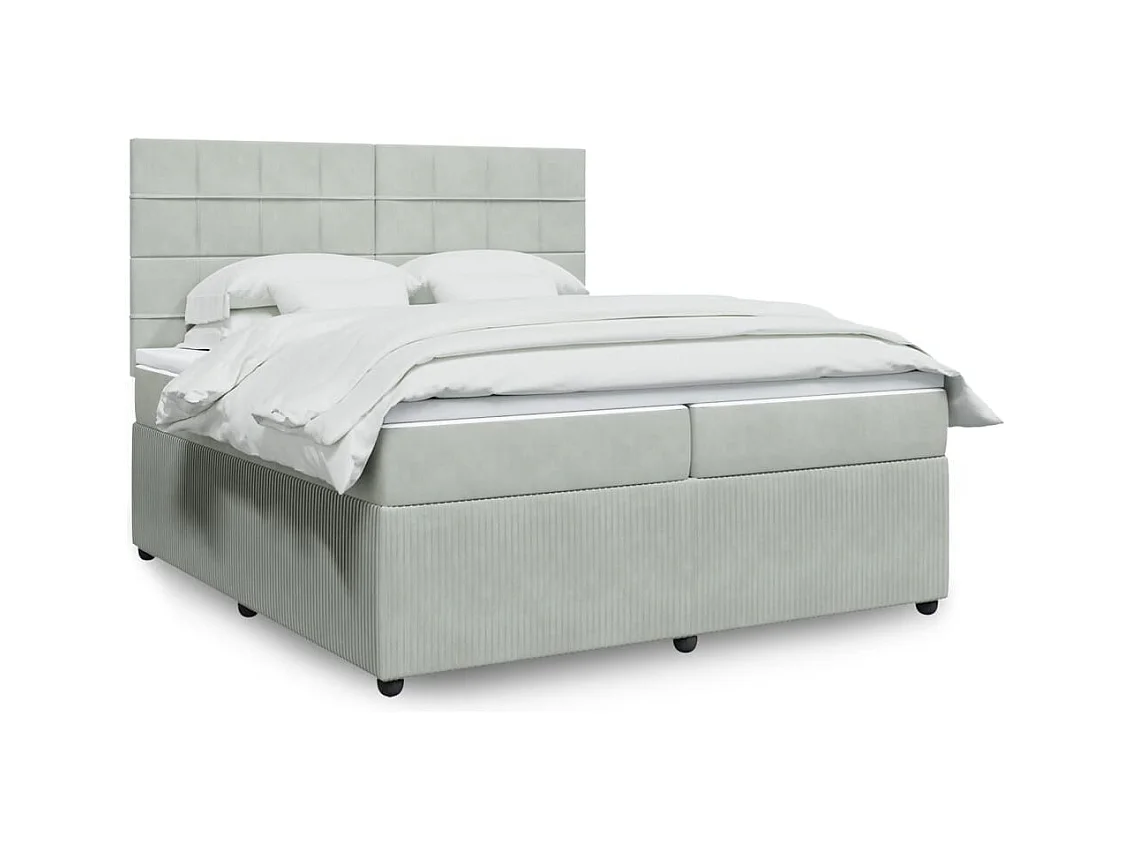 Sommier à lattes de lit et matelas Gris clair 200x200cm Velours