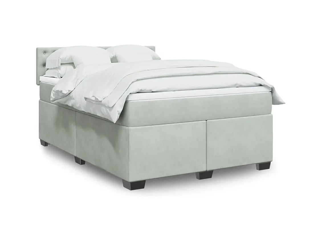 Boxspringbett mit Matratze Hellgrau 140x190 cm Samt