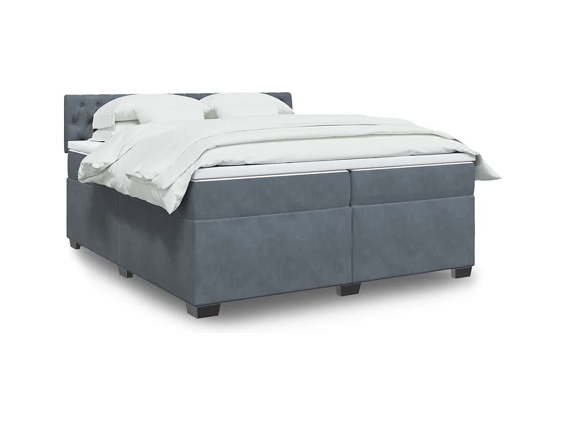 Sommier à lattes de lit et matelas Gris foncé 200x200cm Velours