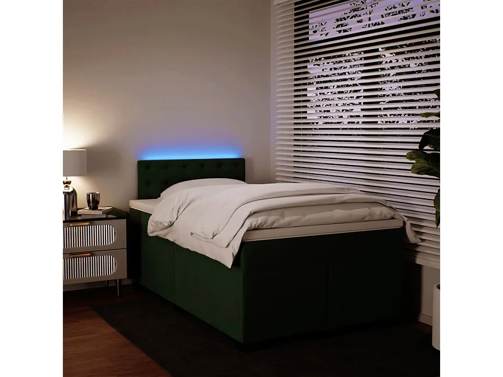 Boxspringbett mit Matratze Dunkelgrün 120x200 cm Samt
