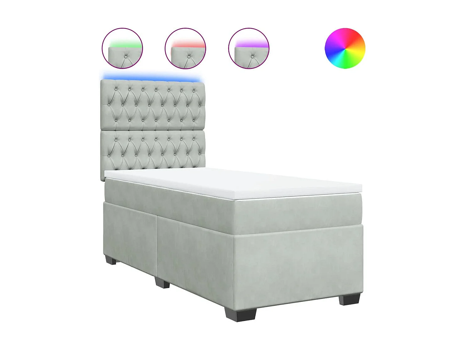 Sommier à lattes de lit et matelas Gris clair 100x200cm Velours