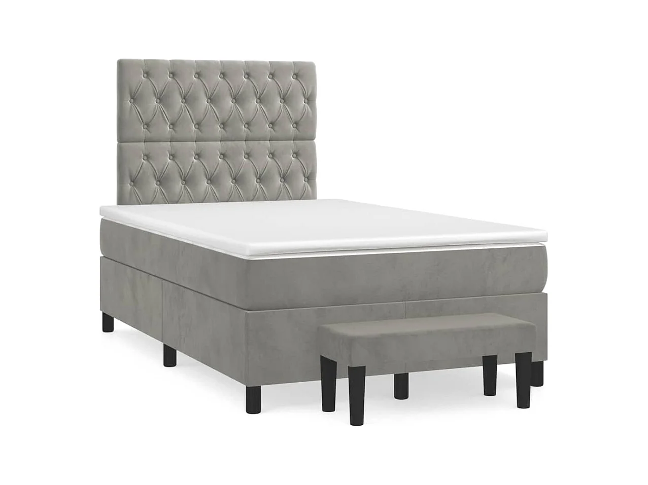 Boxspring met matras fluweel lichtgrijs 120x190 cm