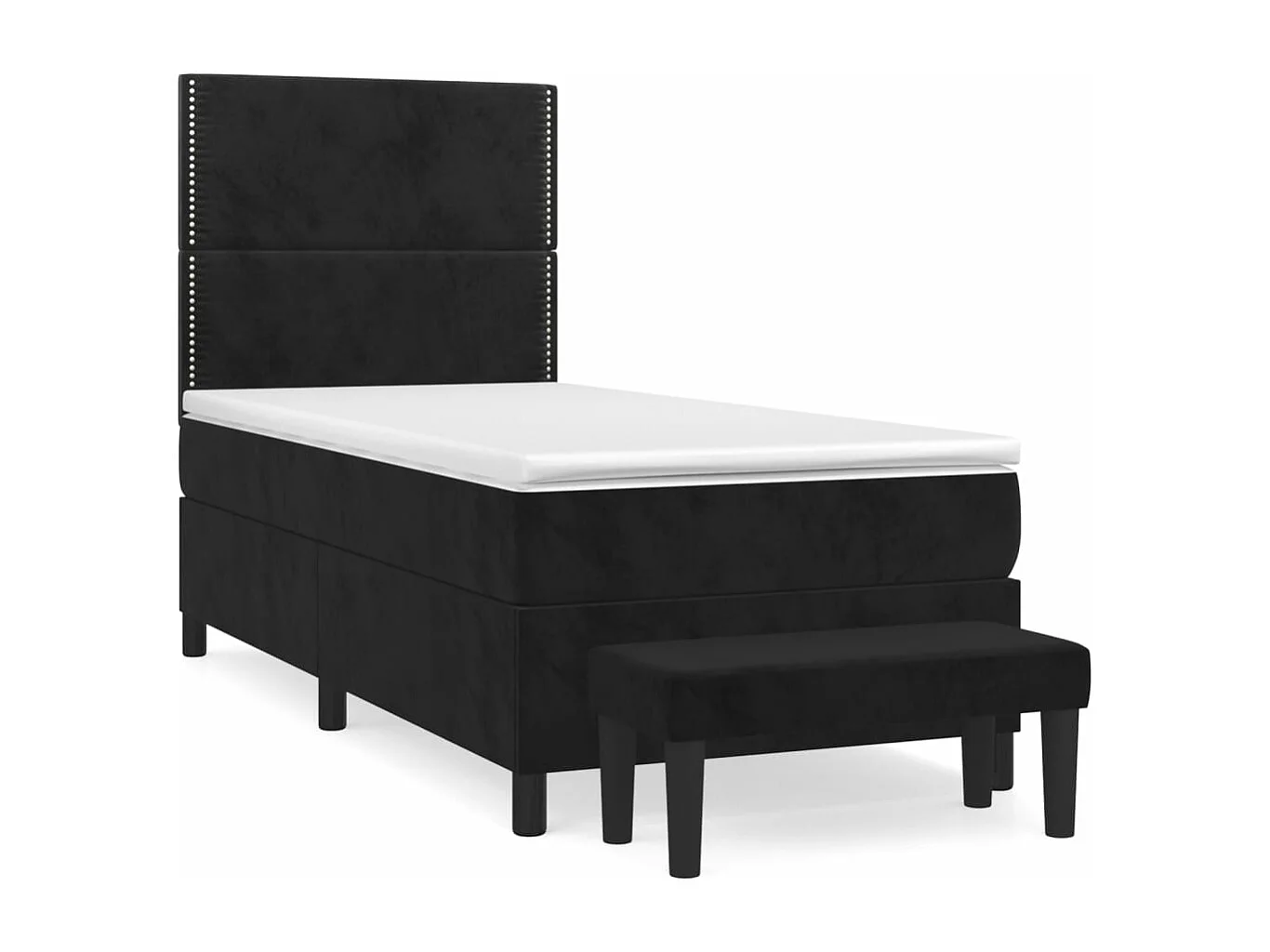 Cama box spring con colchón terciopelo negro 80x200 cm