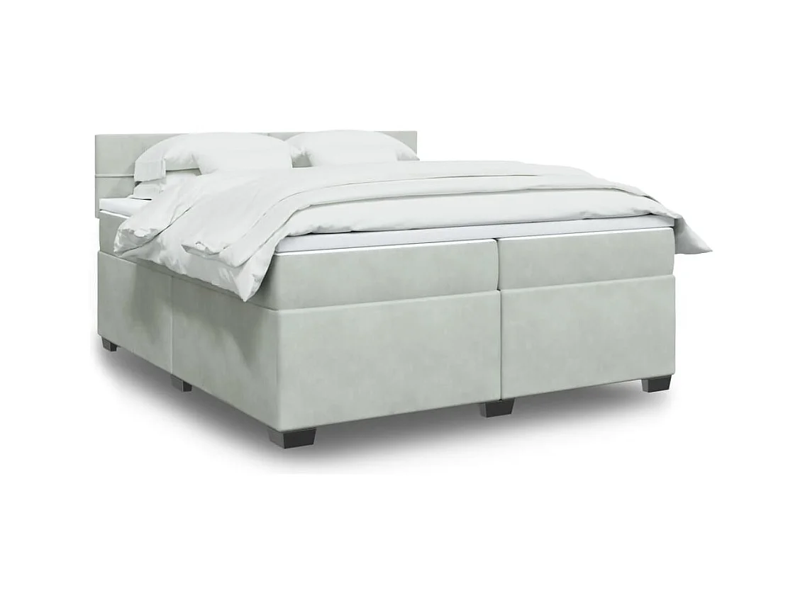Giroletto a Molle con Materasso Grigio Chiaro 200x200cm Velluto