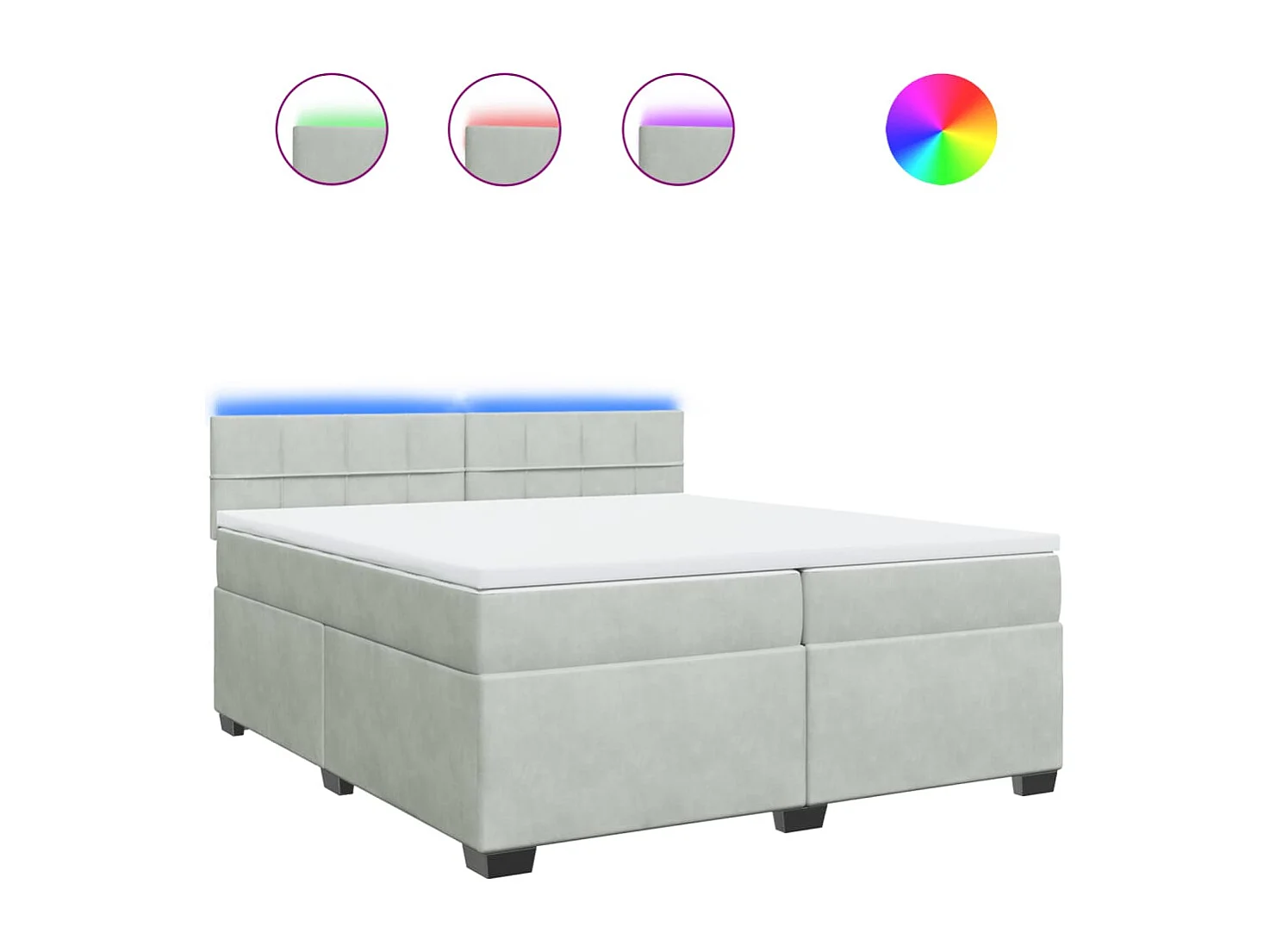 Sommier à lattes de lit et matelas Gris clair 200x200cm Velours