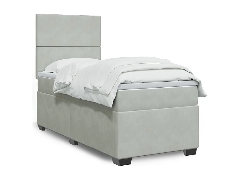 Sommier à lattes de lit et matelas Gris clair 90x200 cm Velours