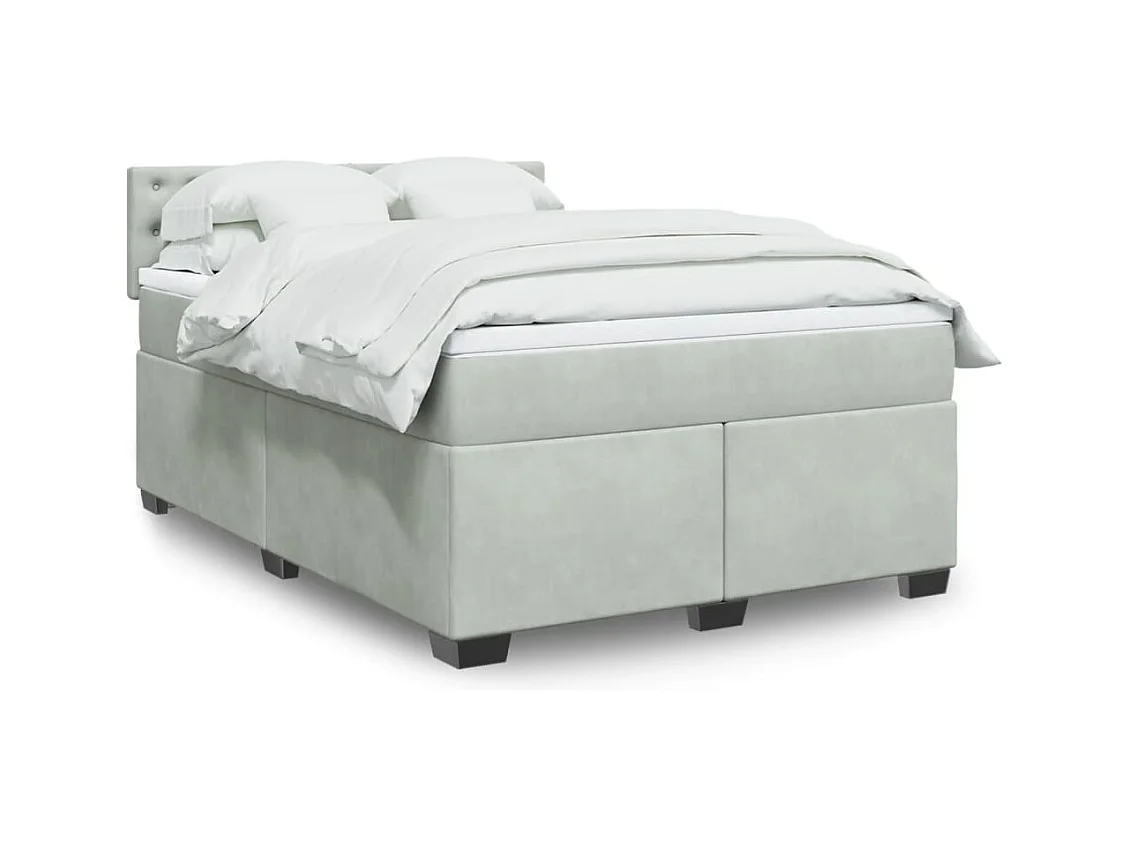 Giroletto a Molle con Materasso Grigio Chiaro 160x200cm Velluto