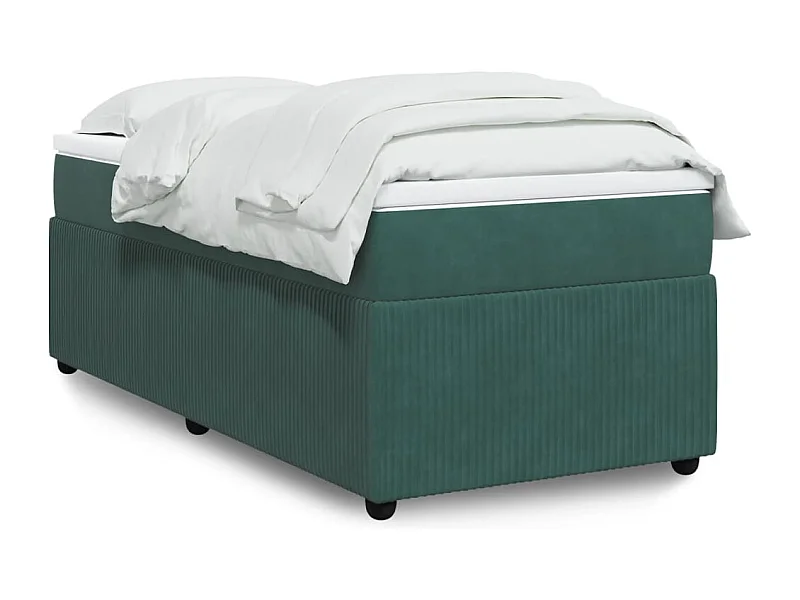 Cama box spring con colchón terciopelo verde oscuro 80x200 cm