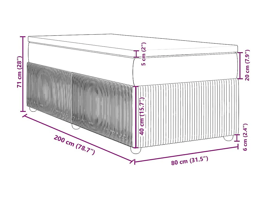 Sommier à lattes de lit et matelas Vert foncé 80x200 cm Velours