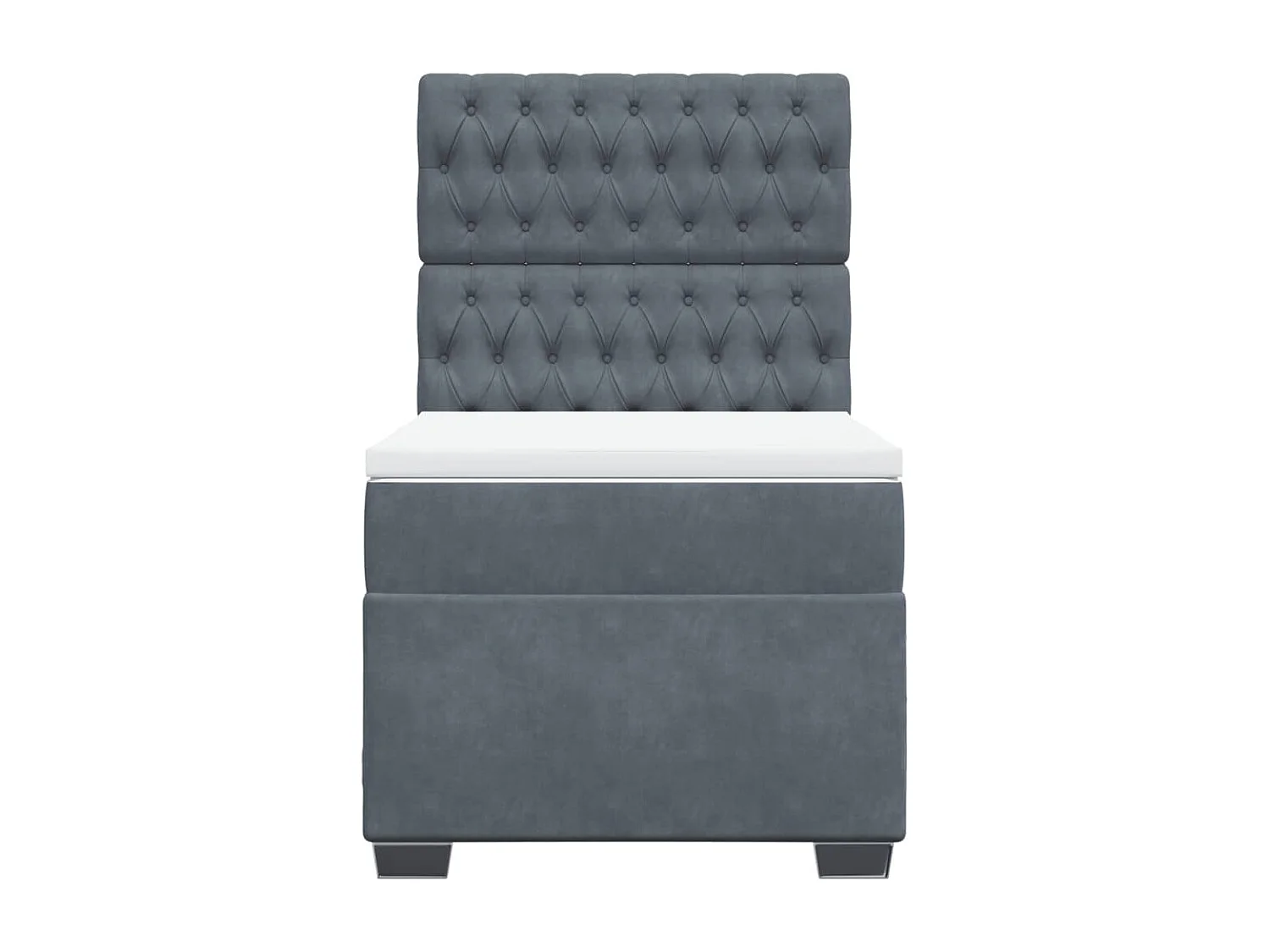 Giroletto a Molle con Materasso Grigio Scuro 90x200 cm Velluto