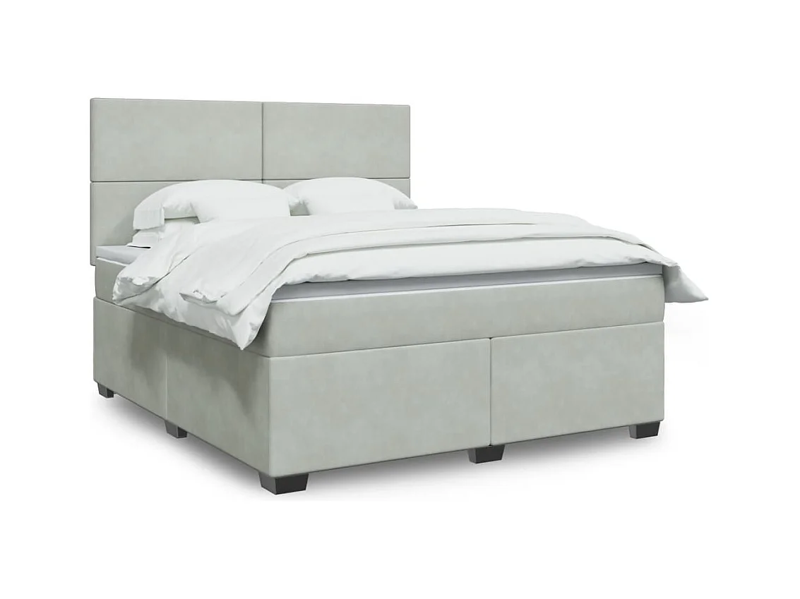 Sommier à lattes de lit et matelas Gris clair 180x200cm Velours