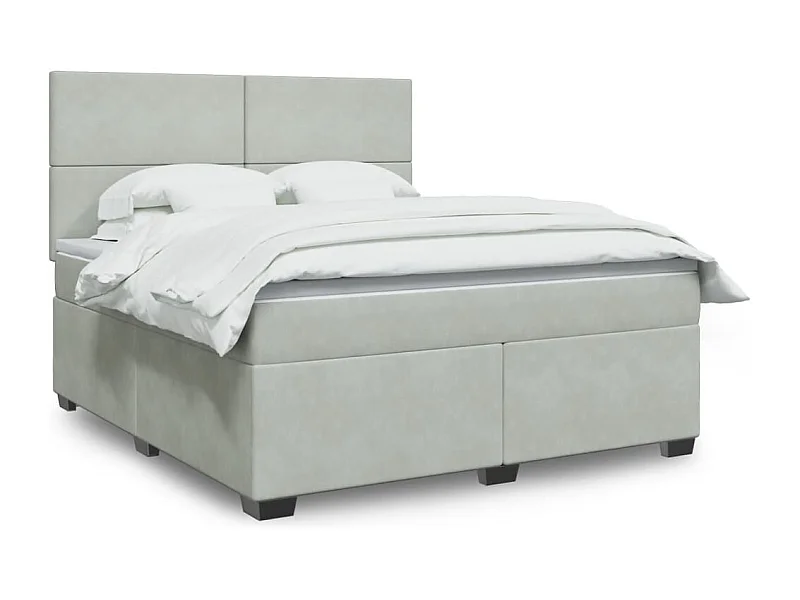 Giroletto a Molle con Materasso Grigio Chiaro 180x200cm Velluto